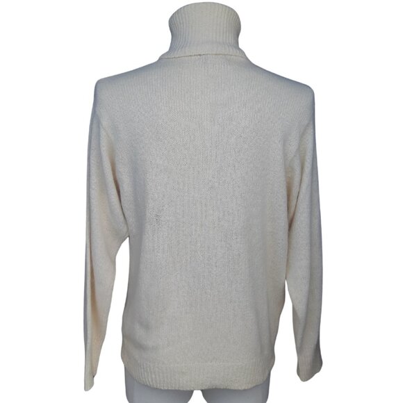 Bay Club SZ M Cream Silk, Angora Rabbit, Nylon & Lambswool Turtleneck Sweater - Picture 2 of 16
